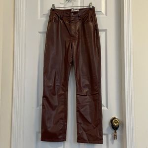 Abercrombie high rise 90’s straight leg vegan leather pants. GENTLY USED